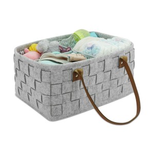 Best Selling Felt Diaper Bag with PU Leather Handles Usable Pockets