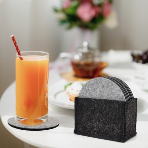 Felt Drink Coaster Set with Holder/Modern Decorative Drink Coasters/Table Coasters for Drink Absorbant to Protect Furniture & Tables from Drink