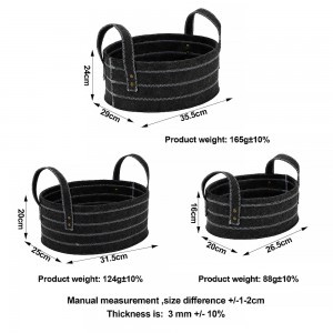 Wholesale weaving storage felt laundry basket set wit handles