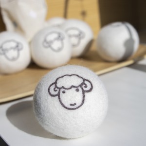 6-Pack New Zealand Wool Dryer Balls, Felted Laundry Balls with Cute Sheep Design, Chemical-Free and Reusable, Reduces Static and Wrinkles, with Drawstring Bag