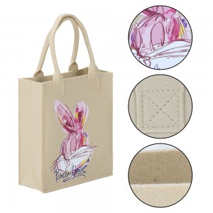 Cute Rabbit Pattern Handbag Felt Shopping Bag Fashionable Felt Handbag with Different Color