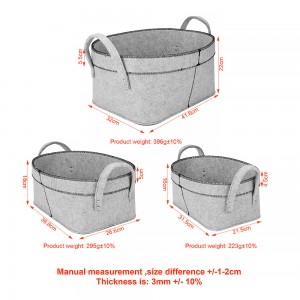 Foldable household  3 Pack Felt Storage Basket Set