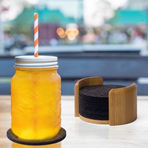 felt coasters with bamboo holder