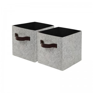 Li-Foldable Cube Storage Bins tse nang le PU Handles