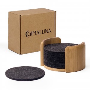 felt coasters with bamboo holder