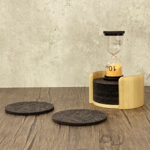 felt coasters with bamboo holder