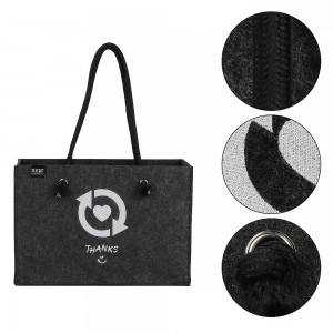 Customized Logo Felt Tote Bag Large Capacity Recycled Material Fashion Felt Shopping Bag with Handles