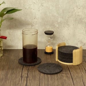 felt coasters with bamboo holder