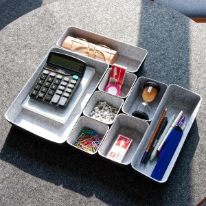 High Quality 8PC Felt Drawer Organizer Storage Bin Office Drawer Dividers Container Desk Organizer