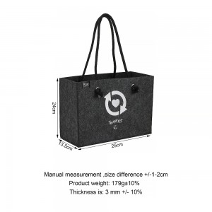 Customized Logo Felt Tote Bag Large Capacity Recycled Material Fashion Felt Shopping Bag with Handles