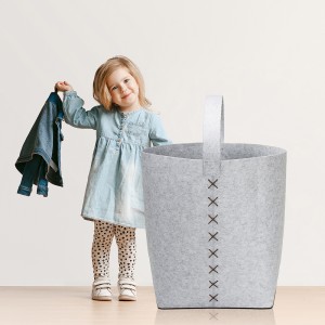 Large foldable fabric dirty clothes storage bag sundries storage basket set with handle