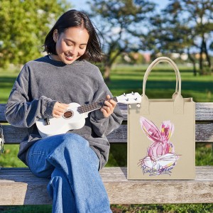 Cute Rabbit Pattern Handbag Felt Shopping Bag Fashionable Felt Handbag with Different Color