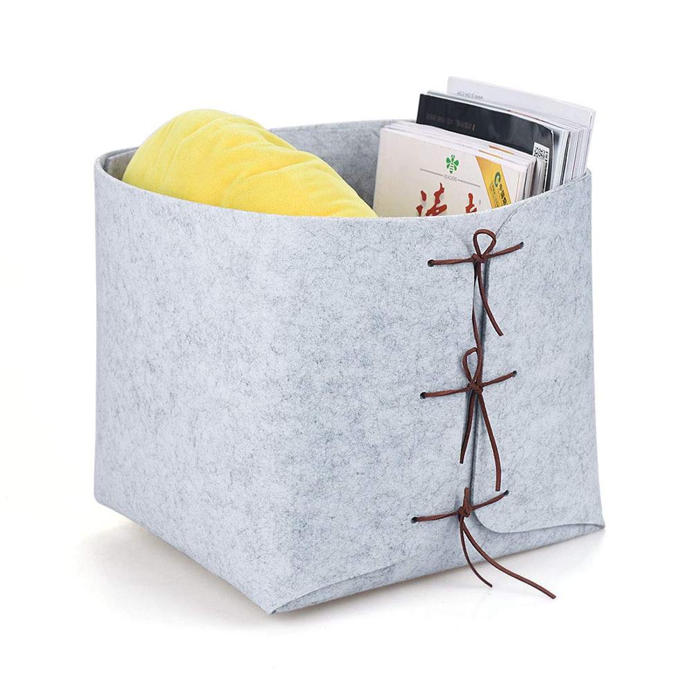 Good Quality Felt Fabric - Natural Tan Suede Ties – Premium Grey Felt Organizing Basket – Square Fabric Organizer for Home, Office – Rolking