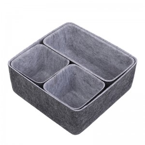 4pcs set- Colorful Felt Storage Organizer Box, Multifunctional Foldable Office Desktop Felt Fabric Bin for Home and Office Use