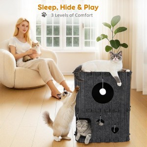 Fashionable Acoustic Panel Cat Bed – Eco-friendly Felt Cat Cave, Cute Durable Pet House for Indoor Cats & Pet Accessories