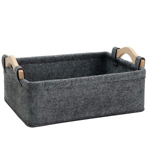 BSCI Qualified Felt Storage Basket Home Storage with Wood Handles