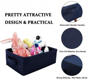 GRS Qualified Small Navy Felt Storage Box With Handle