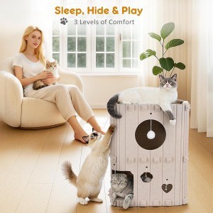 Fashionable Acoustic Panel Cat Bed – Eco-friendly Felt Cat Cave, Cute Durable Pet House for Indoor Cats & Pet Accessories
