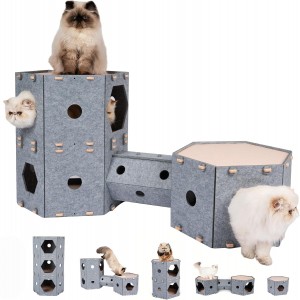 Customized Acoustic Felt Panel Cat Bed – Popular Warm Cat Cave, Cozy Pet House for Indoor Cats Multi Color Pet Supplies