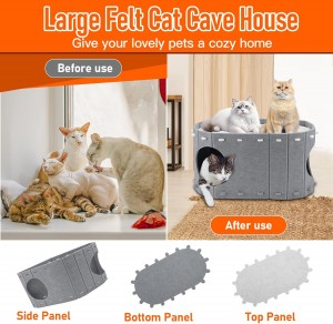 Multi Color Acoustic Panel Cat Cave – Acoustic Felt Cat Bed, Durable Cozy Popular Pet House for Indoor Pets