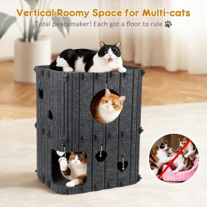 Fashionable Acoustic Panel Cat Bed – Eco-friendly Felt Cat Cave, Cute Durable Pet House for Indoor Cats & Pet Accessories