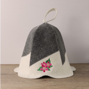 Sauna Hat Flower 100% Wool Felt Embroidered Head Protection from Heat