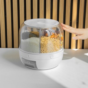 Hot Sale Rice Dispenser Kitchen Moisture-Proof 6-Grid Rotating Food Grain Dispenser Cereal Storage Box Rice Container Dispenser