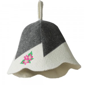Sauna Hat Flower 100% Wool Felt Embroidered Head Protection from Heat