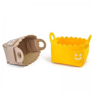 Felt storage cartoon image yellow light coffee color home storage box detachable and convenient to carry