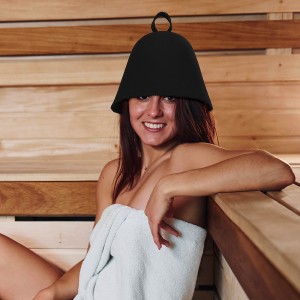 Wholesale Custom Logo Japan Banya Wool Felt Sauna Sweat Sauna Hat with Hanging Hoop Custom Logo