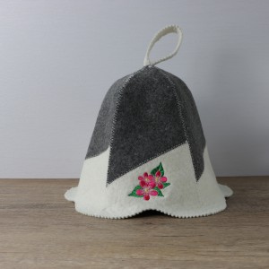Sauna Hat Flower 100% Wool Felt Embroidered Head Protection from Heat