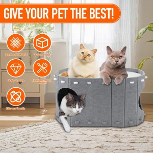 Multi Color Acoustic Panel Cat Cave – Acoustic Felt Cat Bed, Durable Cozy Popular Pet House for Indoor Pets