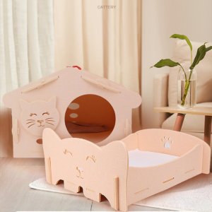 Acoustic Felt Panel Cat Bed – Cute Cat Cave House, Eco-friendly Durable Pet Bed for Indoor Cats & Pet Supplies