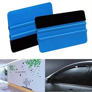 Custom 10*7cm Vinyl Carbon Fiber Window Cleaning Wash Car Scraper With Felt Squeegee Tool Film