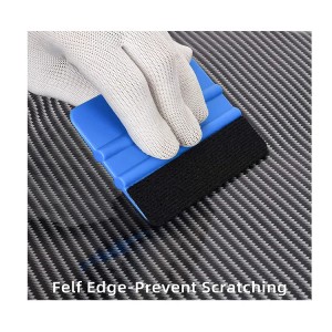 Custom 10*7cm Vinyl Carbon Fiber Window Cleaning Wash Car Scraper With Felt Squeegee Tool Film