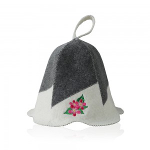 Sauna Hat Flower 100% Wool Felt Embroidered Head Protection from Heat