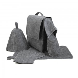 Hot Sales New Washable Sauna Hat Set of 5 RPET Felt Sauna Hat Set Mat Glove Slipper Bag Sauna Hat