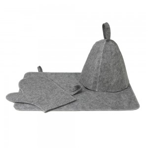 Hot Sales New Washable Sauna Hat Set of 5 RPET Felt Sauna Hat Set Mat Glove Slipper Bag Sauna Hat