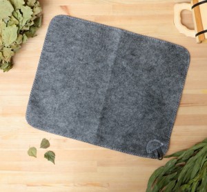 Eco-Friendly Bath Shower Set with Print 5 Pieces Hat Sauna Glove Slippers Mat Storage Bag Light Gray