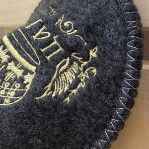 Sauna Bath Set Tsar-Eco-Friendly Soft Reusable Storage Bag Sauna Hat Gloves Mat Slippers 5 Embroidery Patches Gray