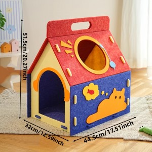 Colorful Acoustic Felt Panel Cat Bed – Eco-friendly Cat Cave House, Cute Durable Pet Bed for Indoor Pet Accessories