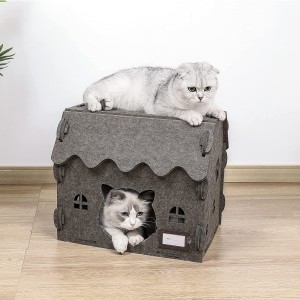 Eco-friendly Acoustic Felt Panel Cat Bed – New Design Cute Cat Cave, Durable Warm Pet House for Cats & Puppies