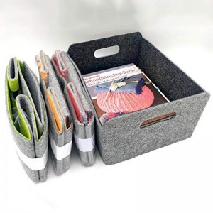 Factory Directly Supply Rectangle Foldable Felt Storage Box And Toy Storage Basket Felt Storage Box With Handle