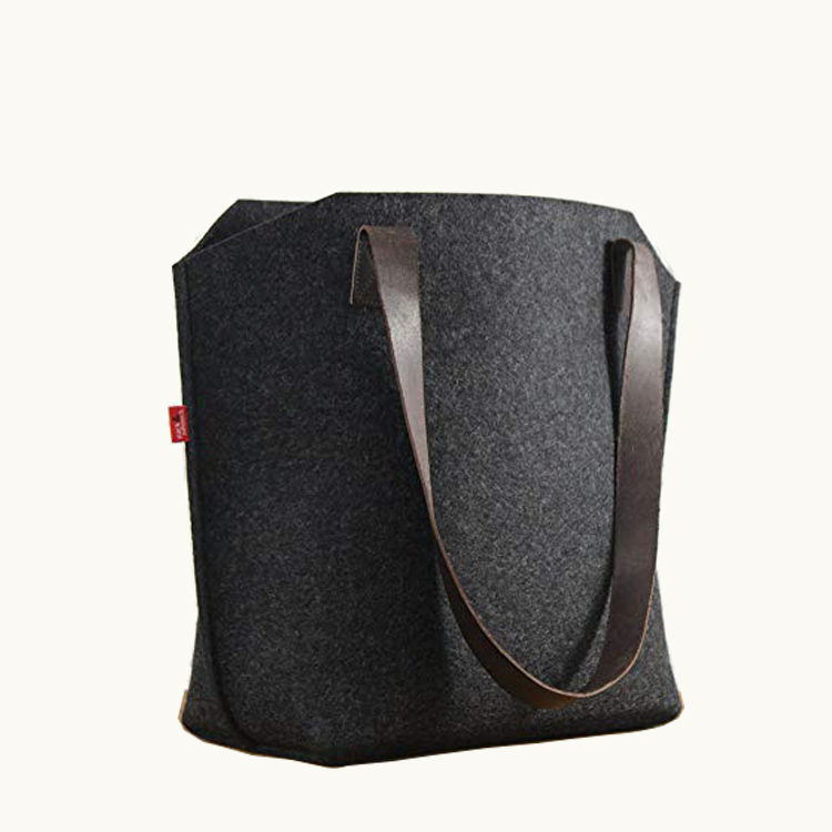felt shoulder Bag Women Handbag Tote Bag with Leather Handle Featured Image