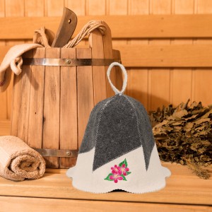 Sauna Hat Flower 100% Wool Felt Embroidered Head Protection from Heat