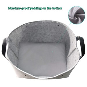 Eco-friendly Grey Felt Storage Basket with Lid Home Storage