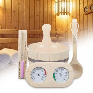Direct Manufacturer New Popular Sauna Sets Sauna Accessory Sets Spa Bucket Sand Timer 4 Piece