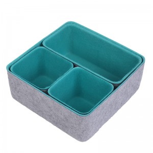 4pcs set- Colorful Felt Storage Organizer Box, Multifunctional Foldable Office Desktop Felt Fabric Bin for Home and Office Use