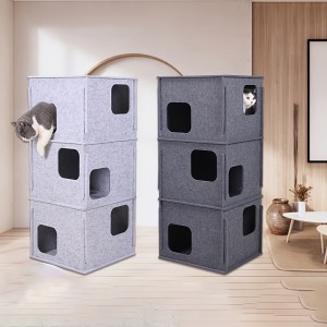 Popular Acoustic Panel Cat Bed – Cute Felt Cat Cave House, Cozy Warm Pet Nest for Indoor Cats & Small Dogs