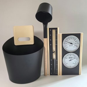 Aluminum Sauna Bucket Ladle Sauna Thermometer and Hygrometer Accessories for Sauna Room